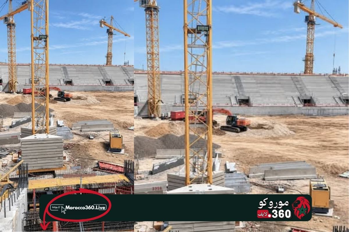 ملعب الحسين مدانيب بأكادير بعد خمسة أشهر من الأشغال.. المدرجات تتشكل والملعب يقترب من حلته الجديدة