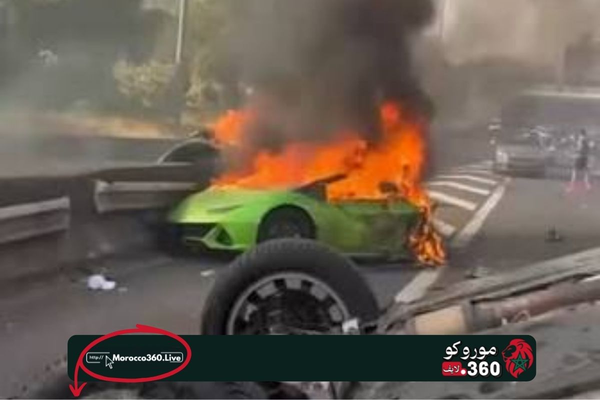 فرنسا.. قتيلان وأربعة جرحى بعد انشطار لامبورغيني إلى نصفين واحتراقها على الطريق السيار A3